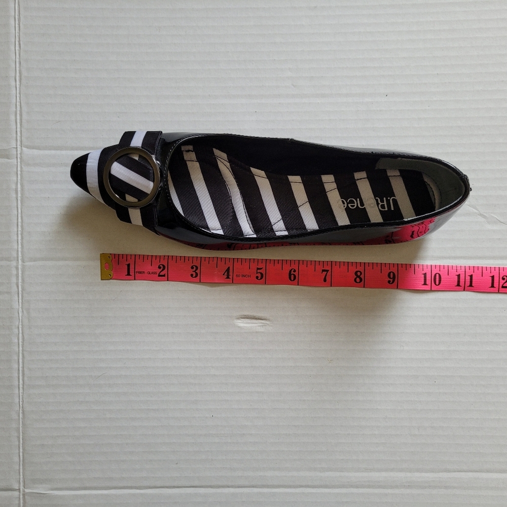 J Renee shoes black and white flats pointed toe patent leather preppy size 8 new - Picture 12 of 13